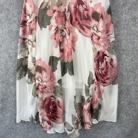 Robbie Bee Chiffon Dress Womens 12 Floral Cowl Neck Romantic Whimsy Fairy Y2K - Picture 4 of 15